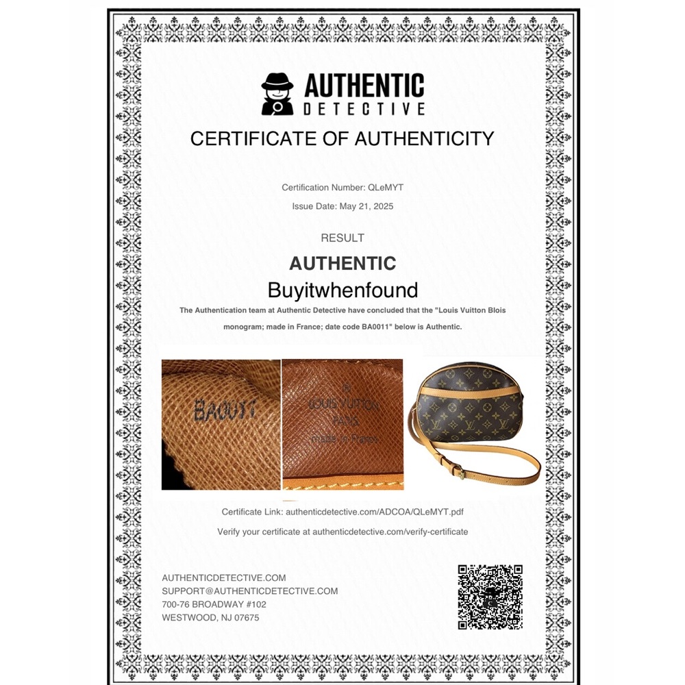 LOUIS VUITTON Monogram Blois Crossbody Shoulder Bag COMES WITH: LV Dust Bag, COA - Picture 3 of 17